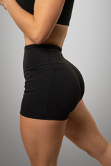 4" ORIGINAL Effortless Heart Booty Shorts With Pockets - Black