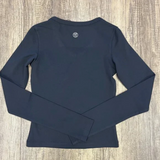 Effortless Long Sleeve V-Neck- Black