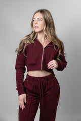 Luxury Loungewear Crop Zip Hoodie
