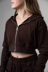 Luxury Loungewear Crop Zip Hoodie