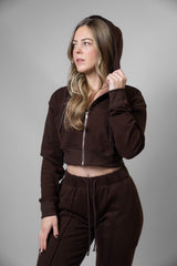 Luxury Loungewear Crop Zip Hoodie
