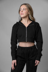 Luxury Loungewear Crop Zip Hoodie