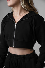 Luxury Loungewear Crop Zip Hoodie