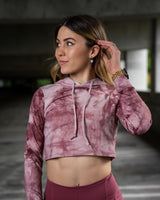 Luxe Loungewear Crop Hoodie - Pink Tie Dye