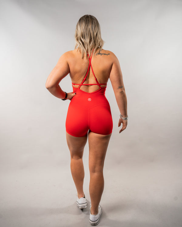 Pin Up Classic Bodysuit Shorts - Hot Red