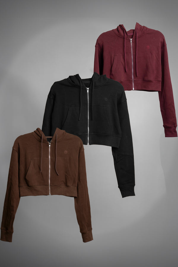 Luxury Loungewear Crop Zip Hoodie