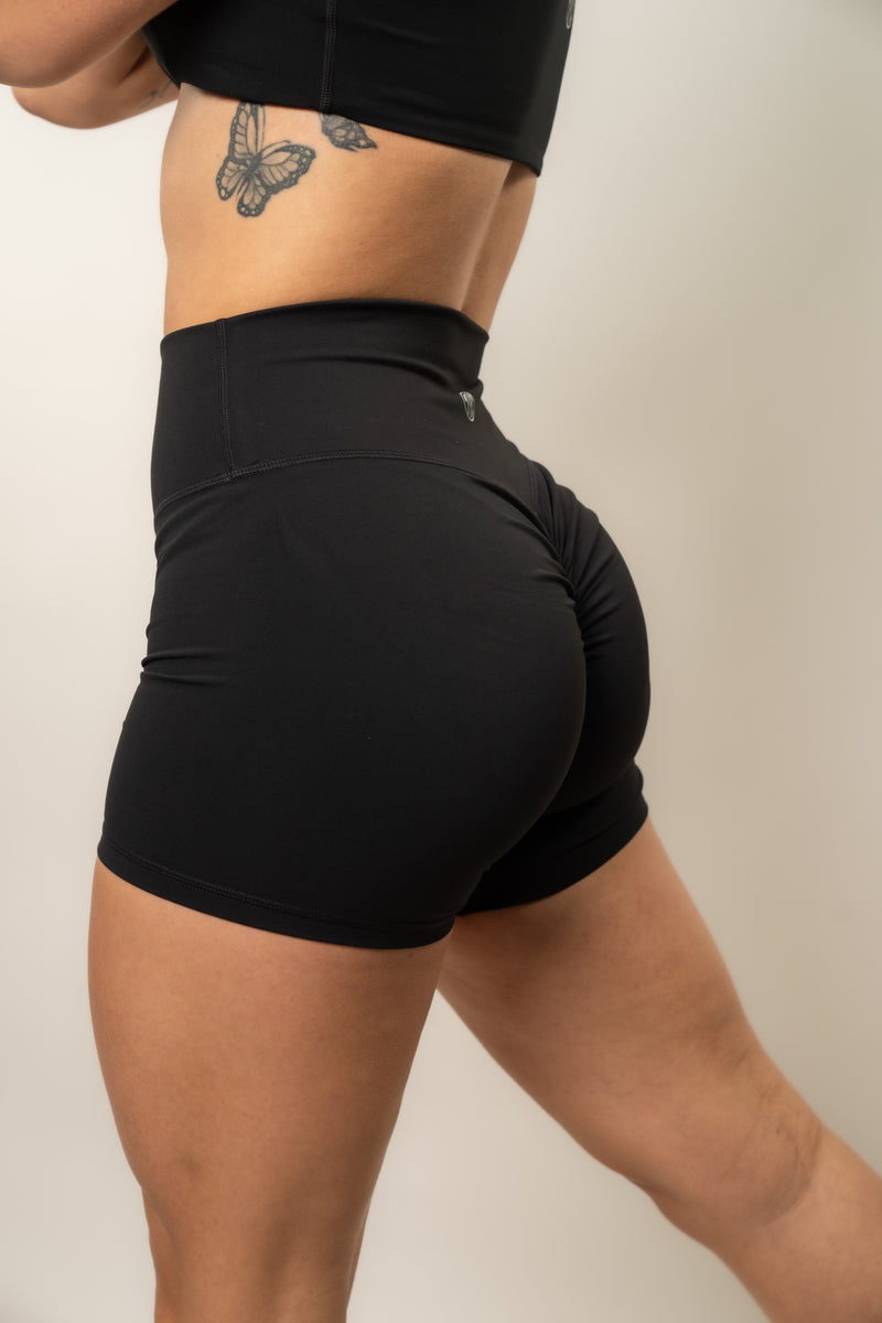 4 Effortless Scrunch Shorts - Black – Til You Collapse