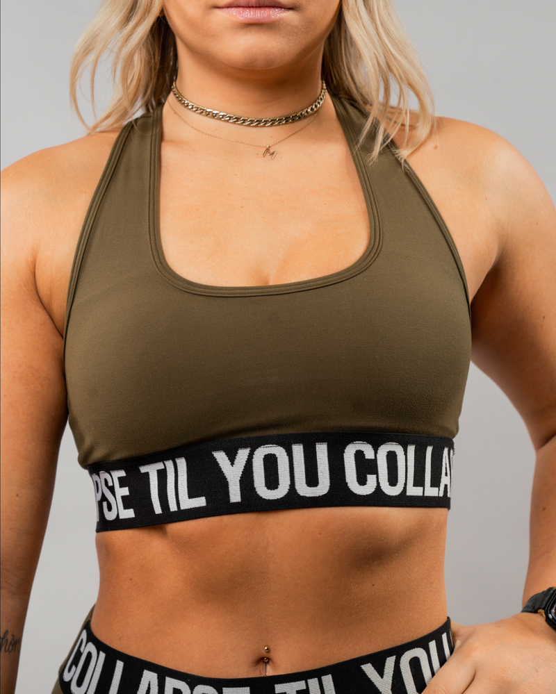 Muscle Nation Sports Bra Womens XS Black Green Spell Out Crop Top Gym  Ladies