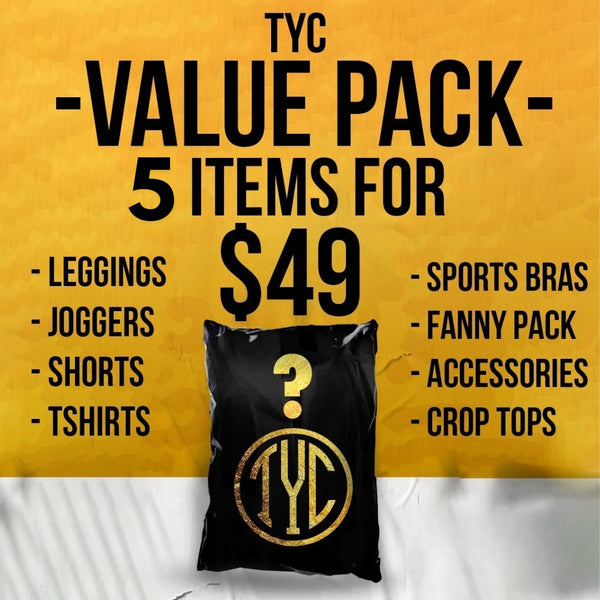 New Tyc Value Pack - Surprise mix of leggings, capris, shorts, tanks, hats, socks, etc.