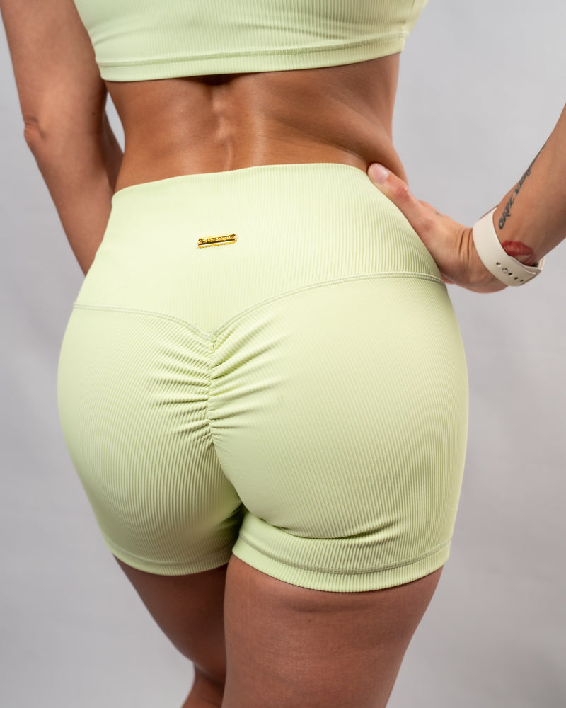 Ribbed Scrunch Shorts - Lime Green