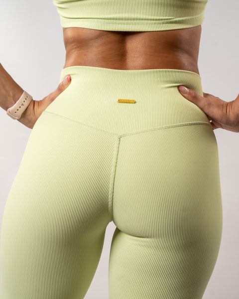 Ribbed Classic Leggings - Lime Green