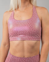 Power Sports Bra - Pink Iridescent Leopard