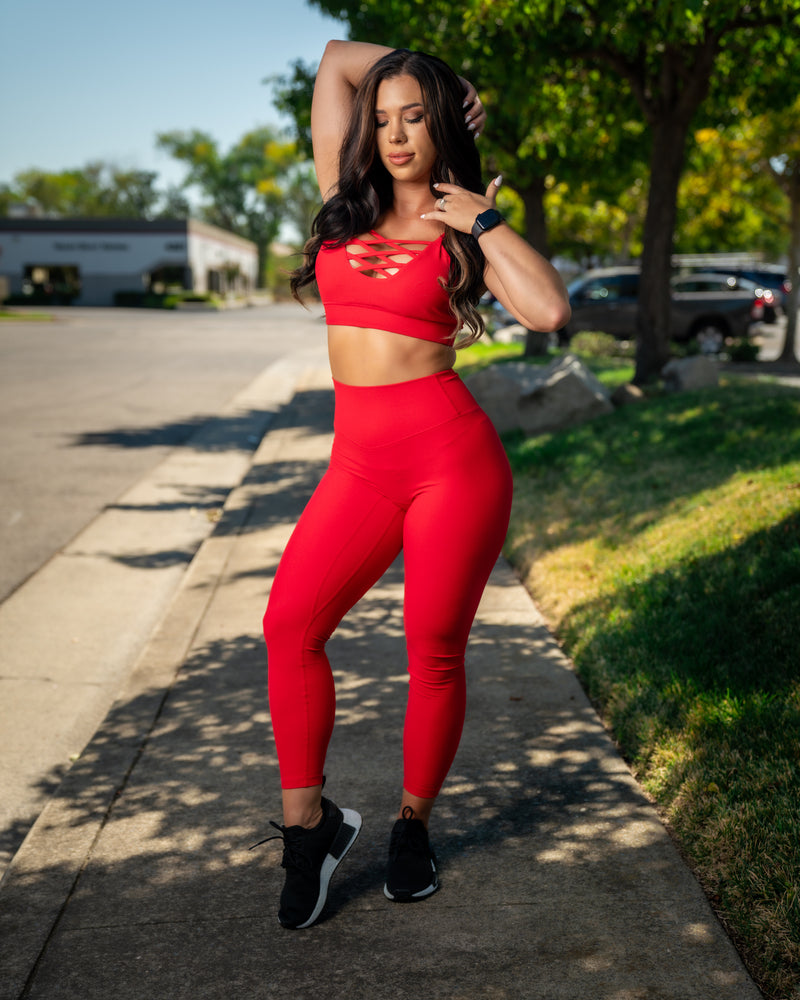 Ribbed Classic Leggings - Red – Til You Collapse
